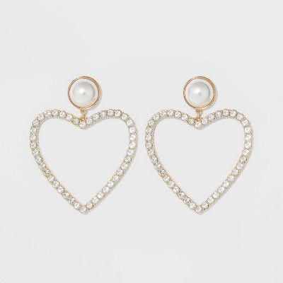SUGARFIX by BaubleBar Pearl Studs Crystal Heart Hoop Earrings - Pearl | Target