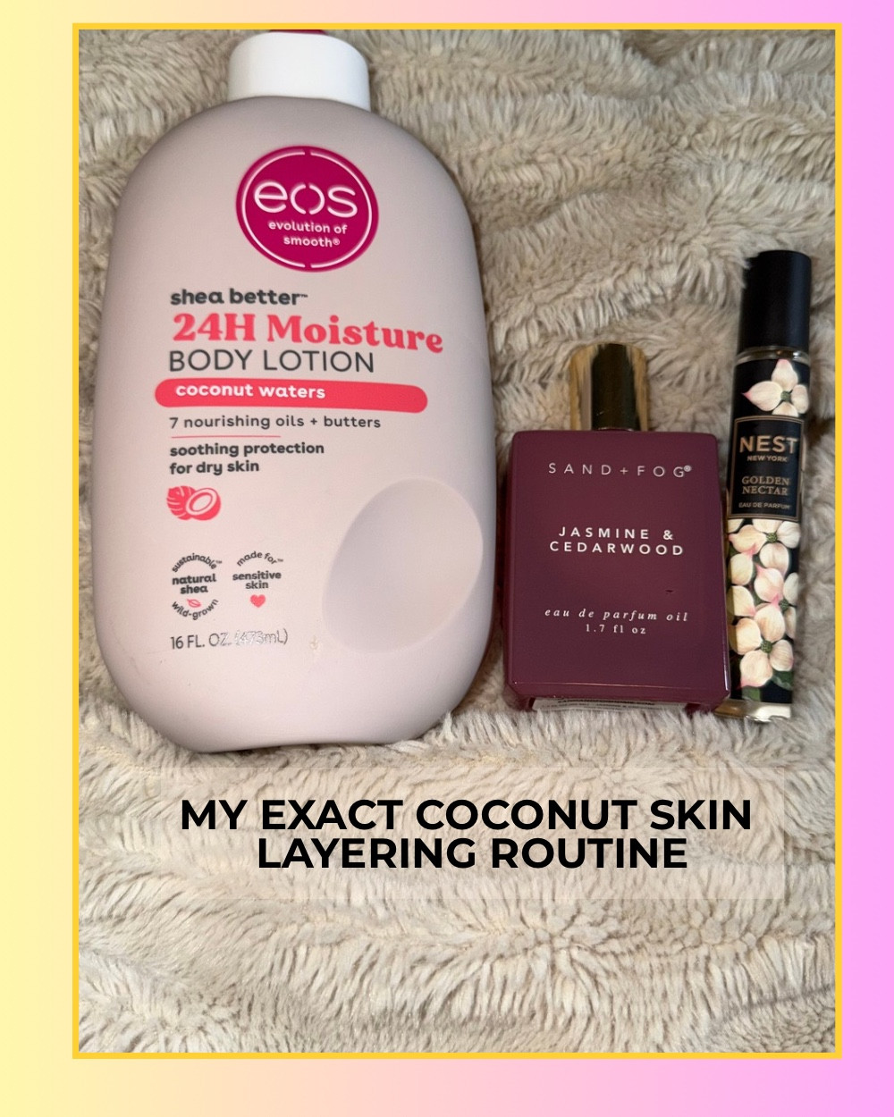 Soft coconut skin with a subtle floral finish. This is my exact coconut layering routine using lotion, oil, and perfume for long-lasting, compliment-worthy skin. 

Everything is linked on LTK.


#LTKBeauty #LTKselfcare #LTKgrwm
