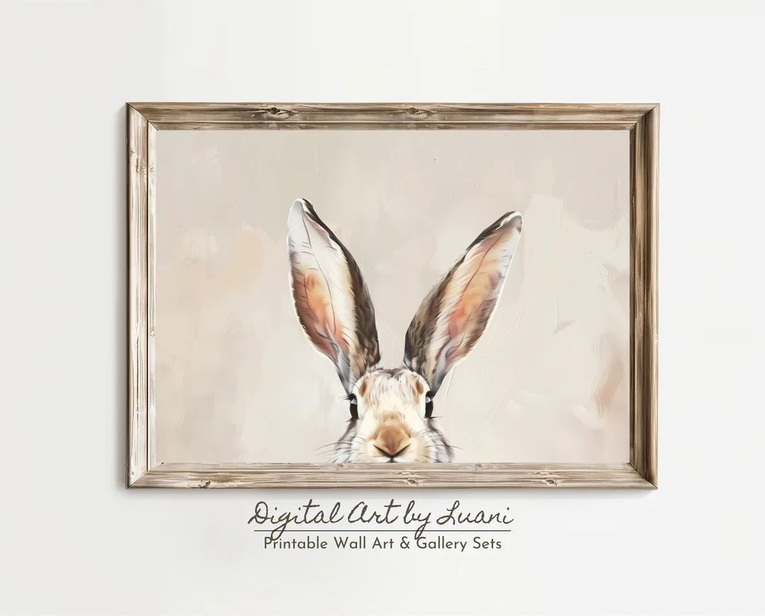 Bunny Ears Print Easter Printable Spring Wall Art Rabbit Ears Poster Watercolor Painting Easter R... | Etsy (US)