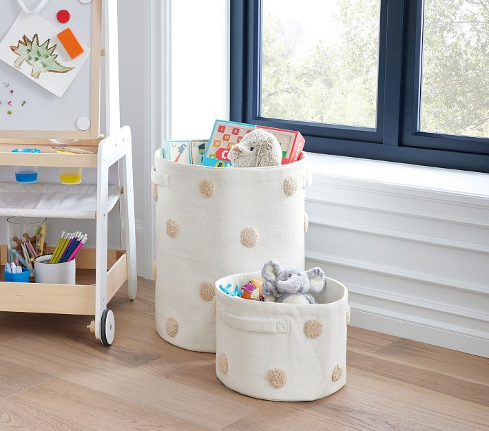 Embroidered Dot Hamper | Pottery Barn Kids