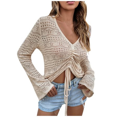 Green Sweaters For Women Women Teen Girls Women s Winter 2022 Women s Fashion Knitted V-Neck Hollowe | Walmart (US)