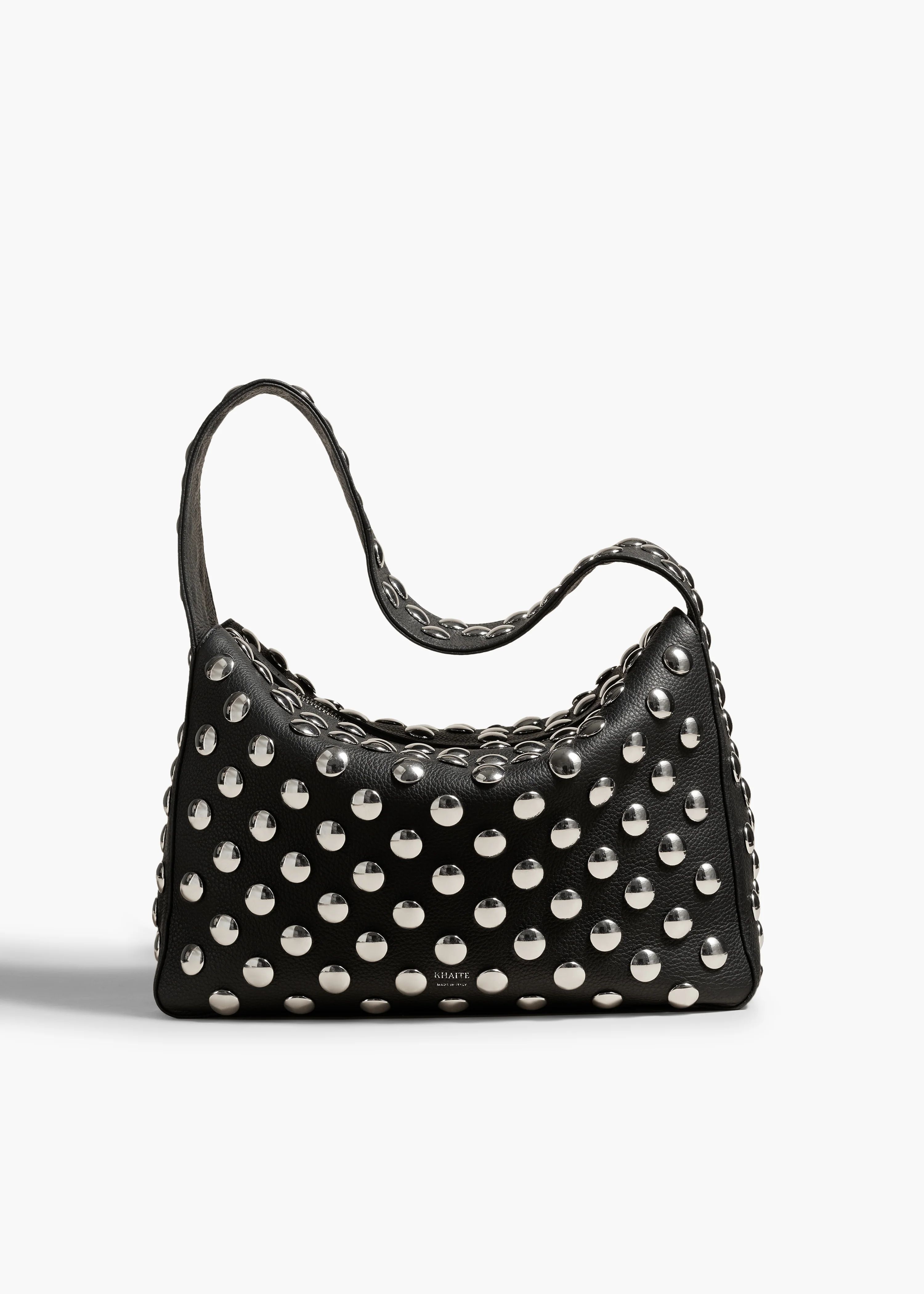 Elena Bag in Black Leather with Studs | Khaite