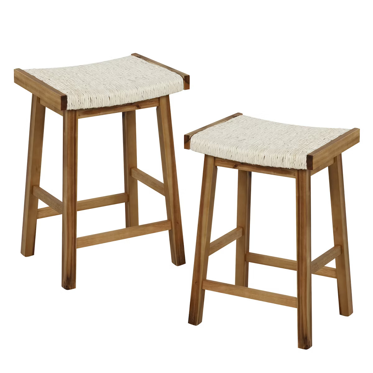 Tangkula Bar Stools Set of 2 25.5” Counter Height Bar Stools with Seagrass Woven Seat Solid Woo... | Target