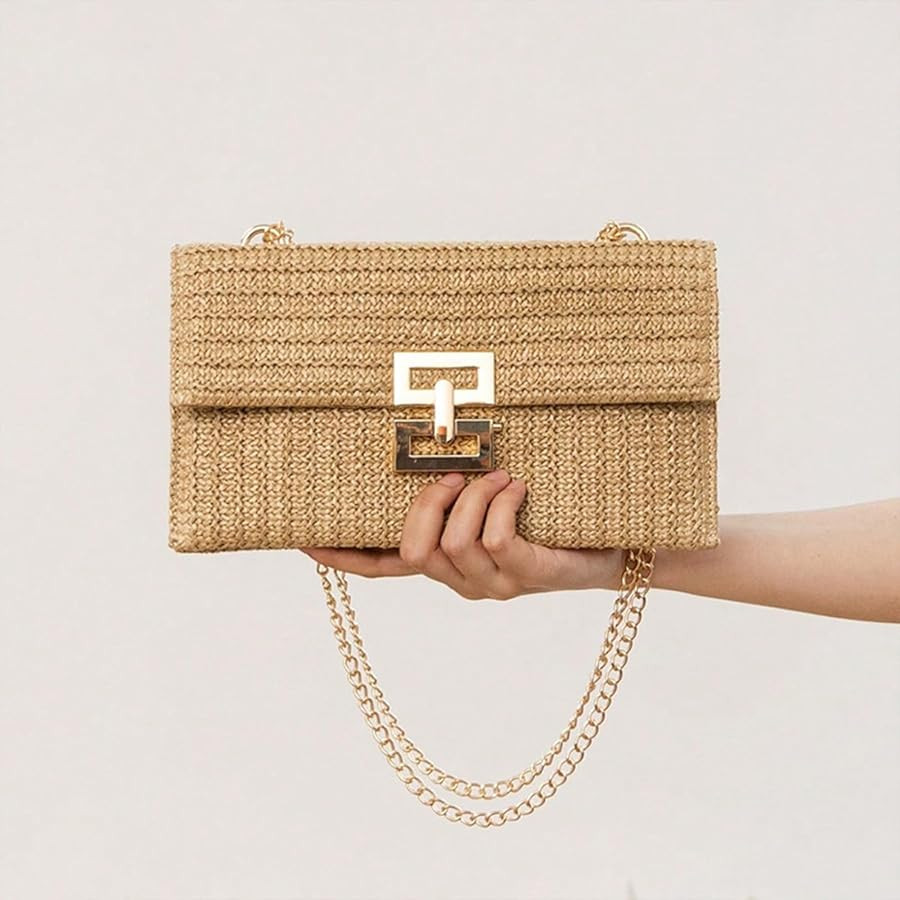 Straw Clutch Purse for Women Designer Evening Handbag Summer Beach Shoulder Crossbody Bag | Amazon (US)