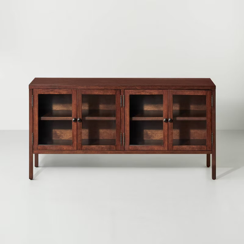 Wood & Glass 4-Door Buffet Sideboard Brown - Hearth & Hand™ with Magnolia | Target