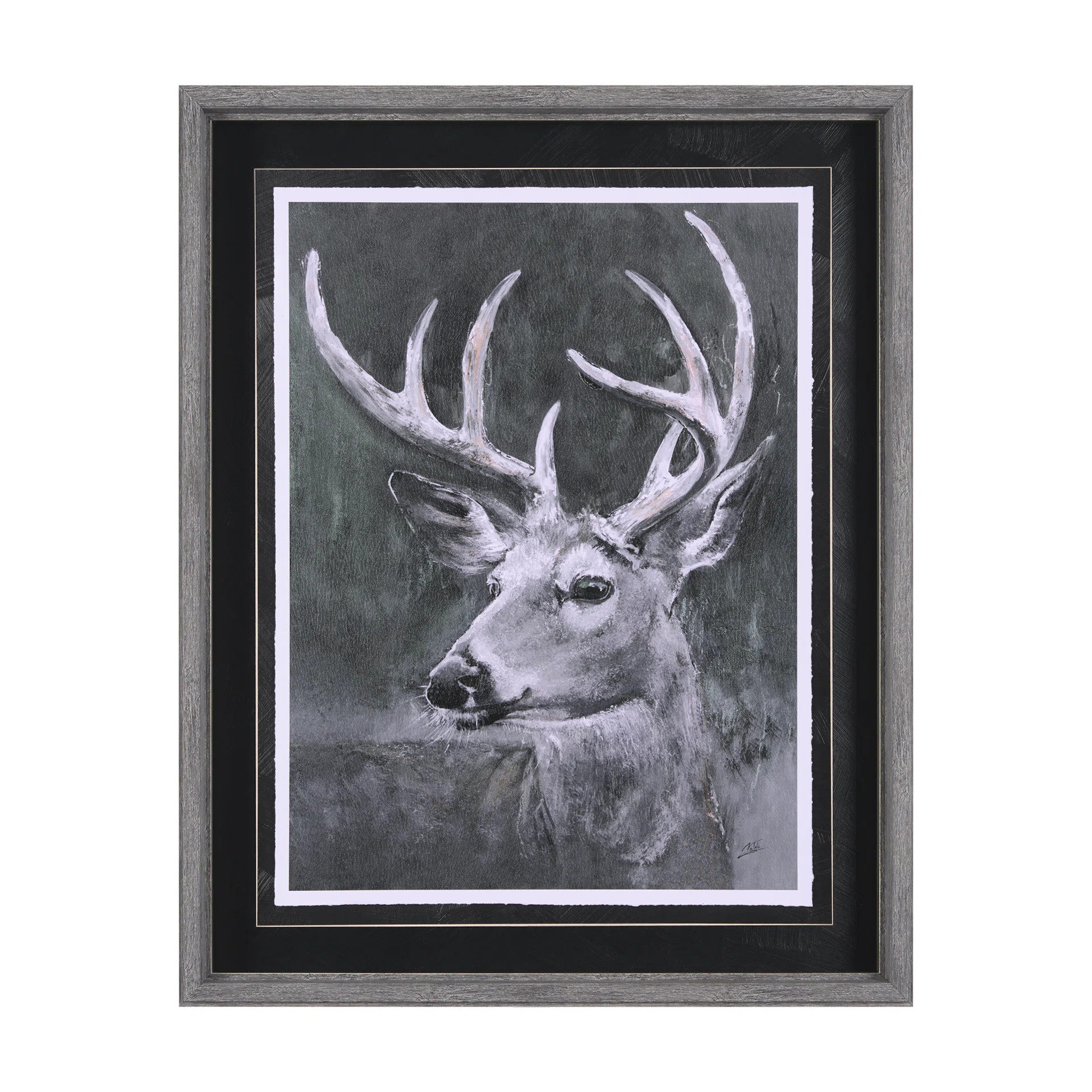 Animal Portrait IV (Deer) Hand Embelished Framed Art Print Matted under Glass | Wayfair North America