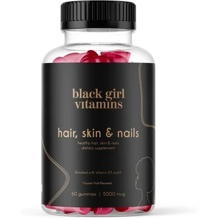 Black Girl Vitamins Hair, Skin & Nails Gummies – Biotin, Zinc, Vitamin A & E, 60ct | Walmart (US)