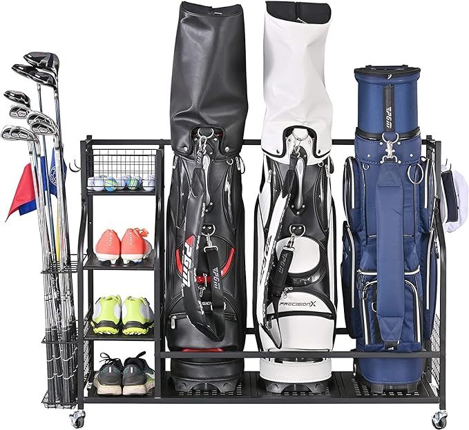 Mythinglogic Golf Storage Garage Organizer, Golf Bag Storage Stand and Other Golfing Equipment Ra... | Amazon (US)