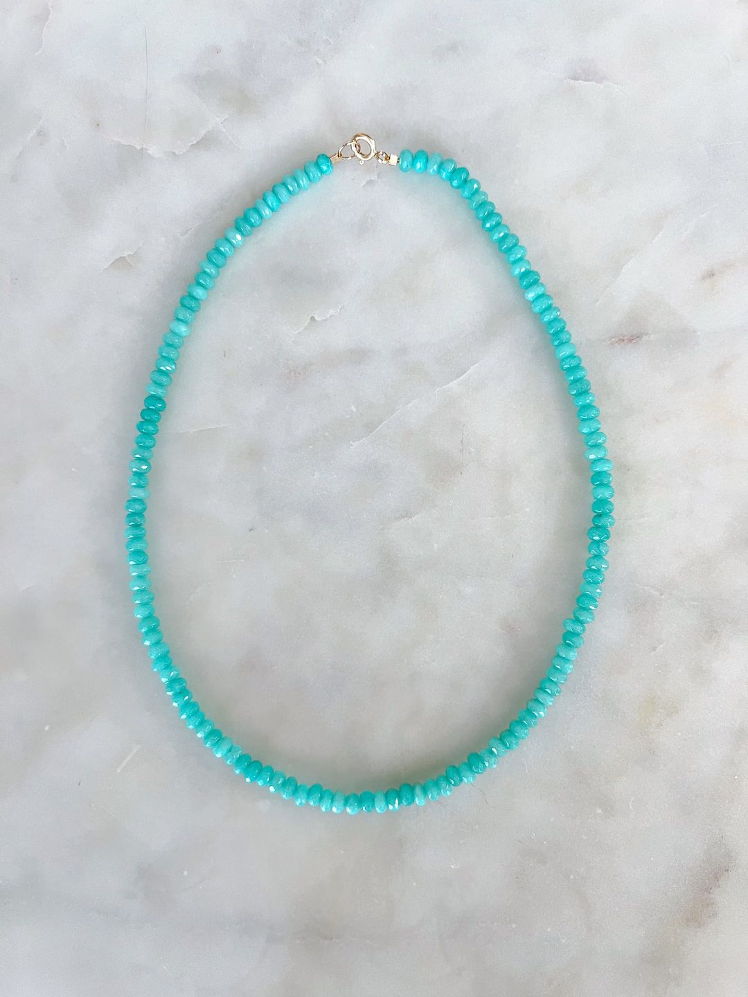 Mini Aqua Gemstone Necklace | Etsy (US)
