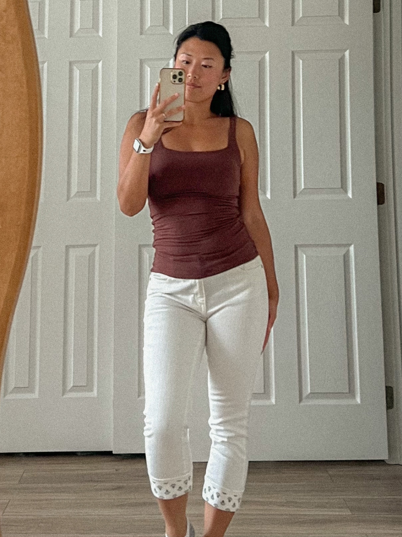 Brown strap top, white capri pants, summer outfit, summer style#LTKFind

#LTKSeasonal #LTKxNSale