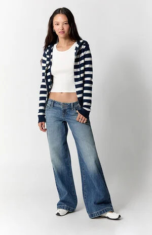 Pacsun Kaia Ultimate Low Rise Baggy Jeans Stitch Medium Blue | PacSun