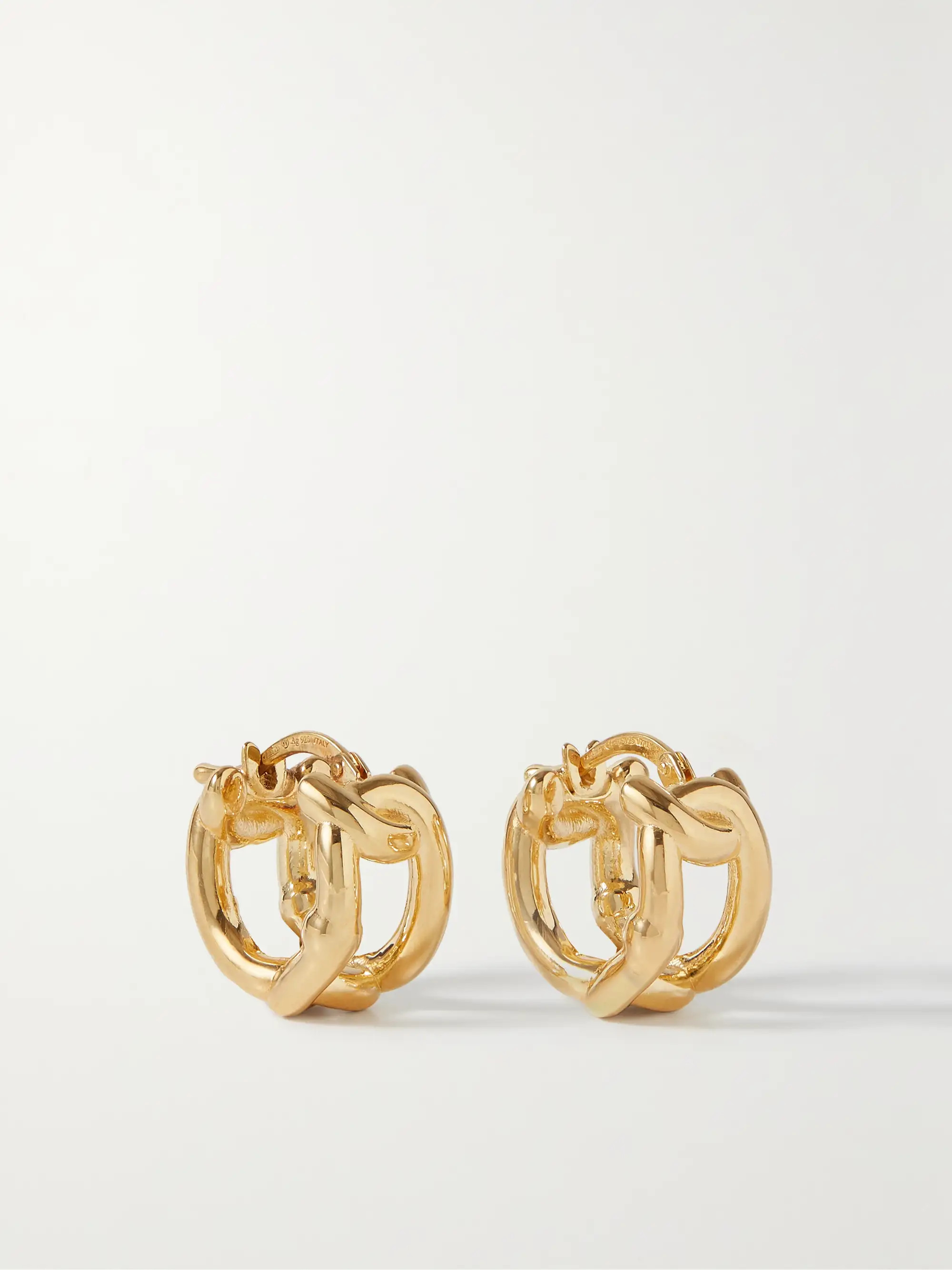 BOTTEGA VENETAGold-plated and silver hoop earrings | NET-A-PORTER (US)