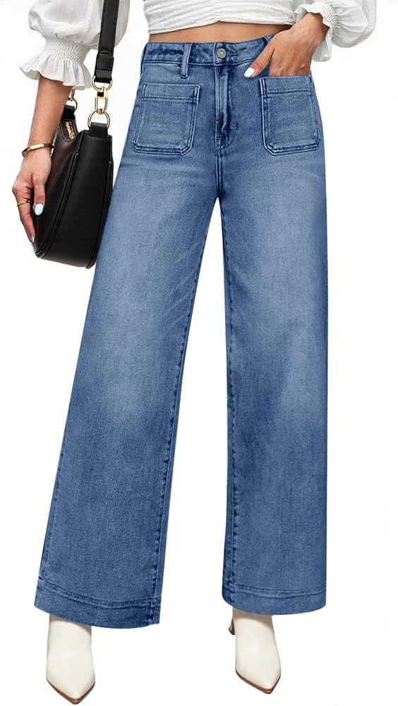 Cicy Bell Womens High Waisted Straight Leg Jeans Trendy Loose Denim Pants with Pockets | Amazon (US)