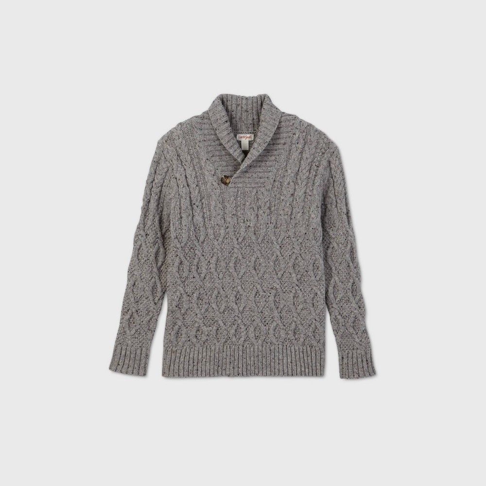 Boys' Holiday Cable Knit Shawl Collar Sweater - Cat & Jack Gray L | Target