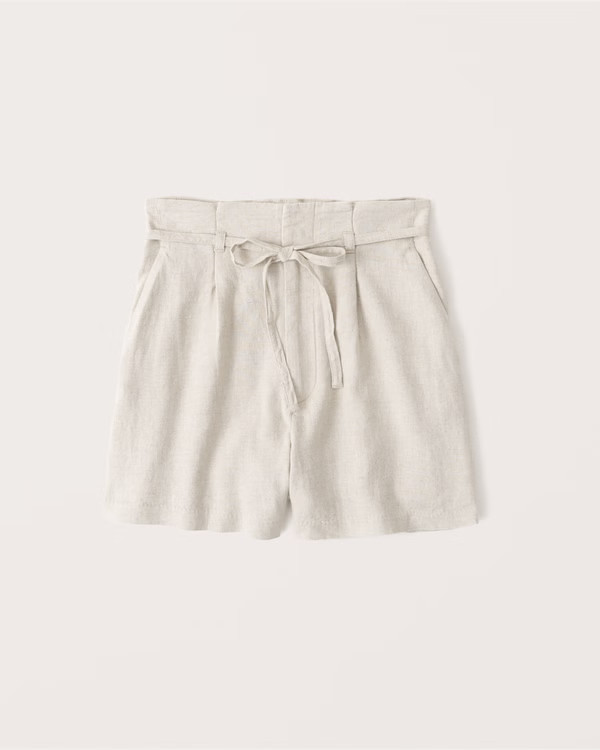 Belted Linen-Blend Shorts | Abercrombie & Fitch (US)