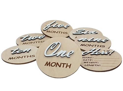 Baby Milestone Signs, Baby Monthly Milestone Wooden Circles | Amazon (US)
