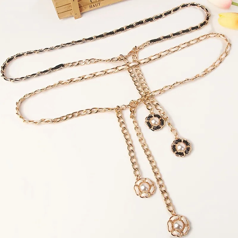 Women's Belt Waist Chain Belt Dress Decorative Belt With Faux Pearl Pendant Waist Chain - Temu | Temu Affiliate Program