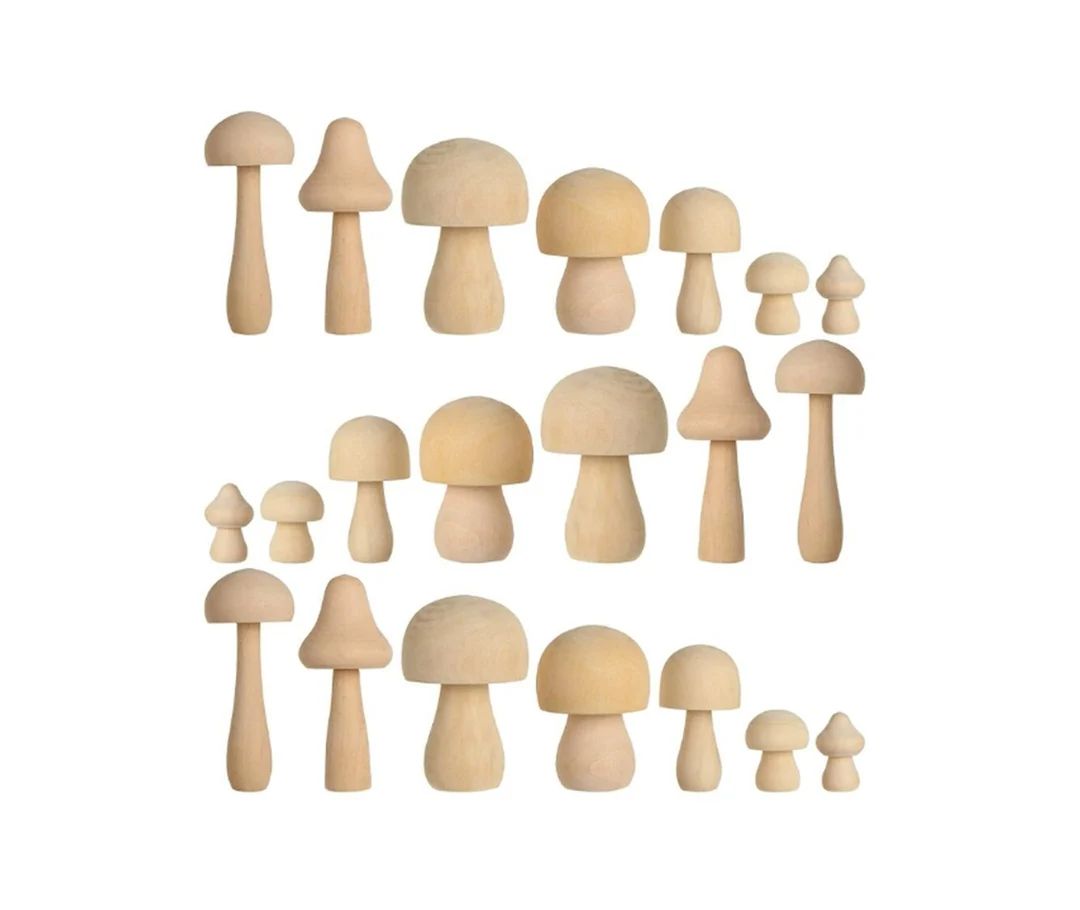 Wooden Mushroom Set Wood Mushroom Decor Pieces for Painting - Etsy | Etsy (US)
