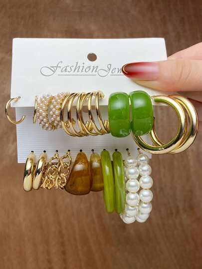 10pairs Faux Pearl Decor Hoop Earrings
   SKU: sj2203024363172271      
          (340 Reviews)
 ... | SHEIN