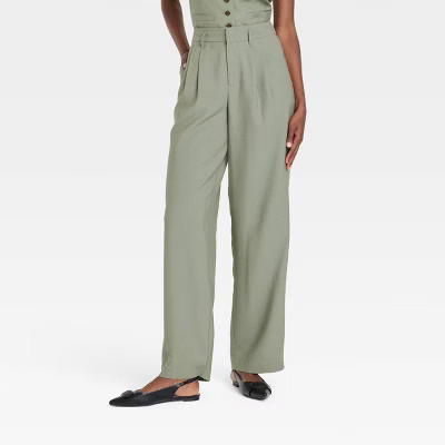 Women's High-Rise Pleat Front Straight Trousers - A New Day™ | Target