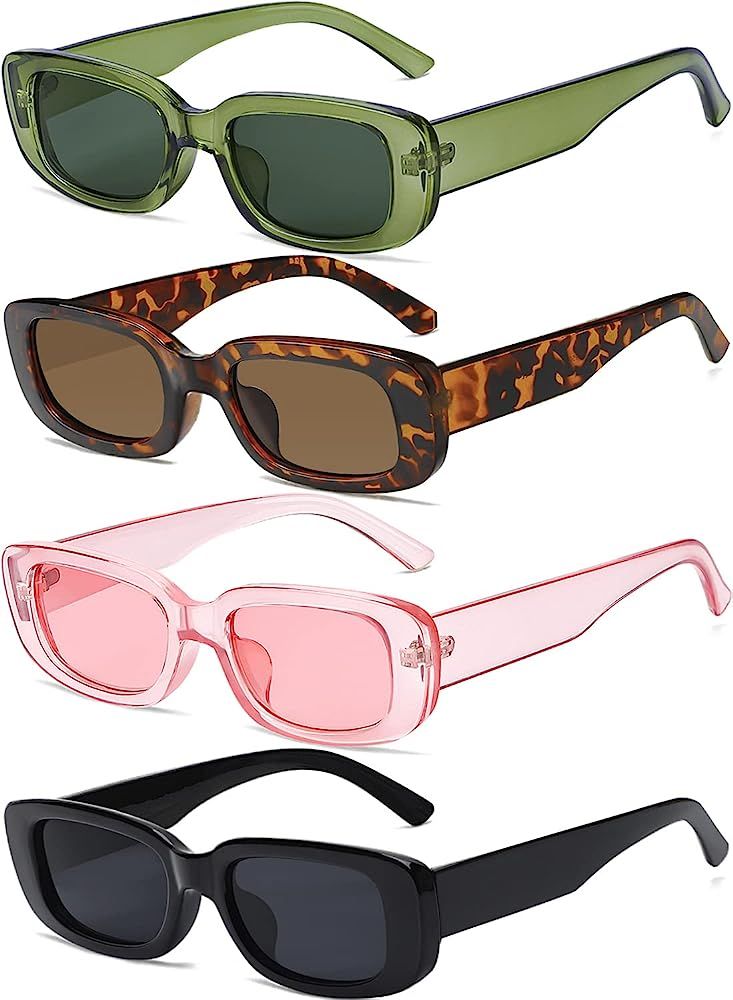 4 Pieces Retro Sunglasses Vintage Sunglasses Small Square Rectangle 90s Glasses Trendy Y2K for Wo... | Amazon (US)