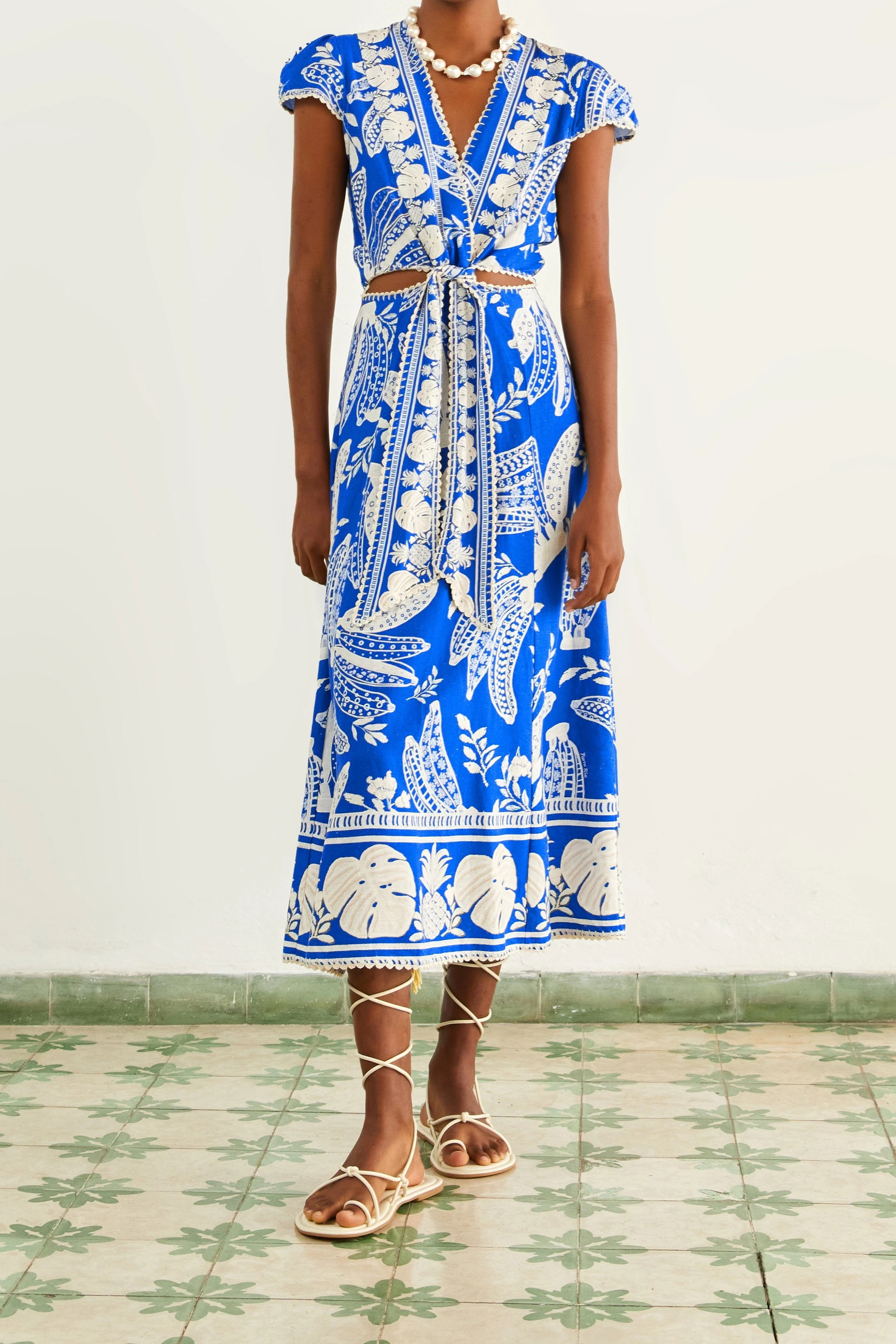 Blue Lace Banana Midi Dress | Farm Rio EU