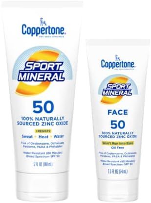 Coppertone Sport Mineral SPF 50 Zinc Oxide Mineral Sunscreen Multi Pack, Sport Mineral Body Sunsc... | Amazon (US)