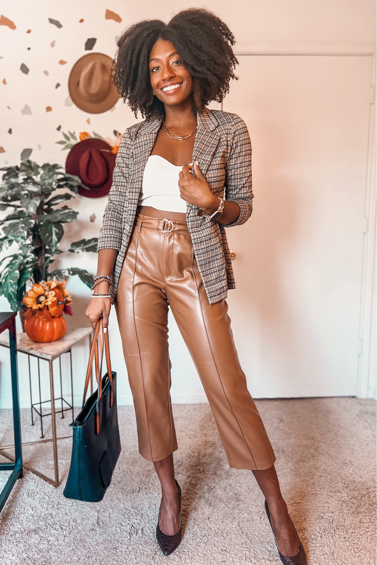 Wearing a size large in these Capri length pant + medium in the blazer 🤎

Amazon fashion, faux leather pants, Amazon leather pants, blazer, blazer style, Amazon blazer, office look 

#LTKworkwear #LTKunder50 #LTKstyletip