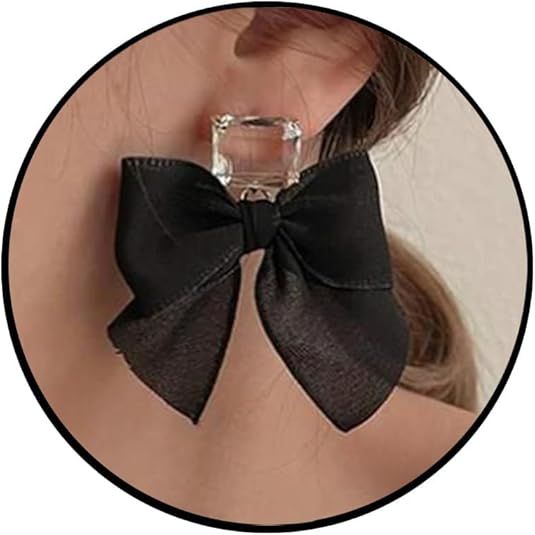 Crystal Bow Earrings for Women Black Ribbon Bowknot Stud Earrings Square Clear Rhinestone Earring... | Amazon (US)