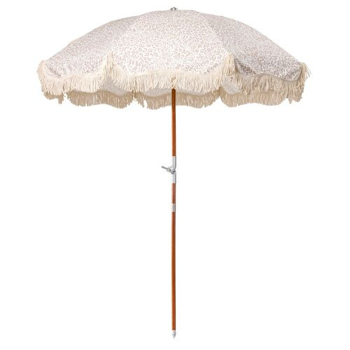 Pounce Premium Beach Umbrella, Ivory Leopard | One Kings Lane