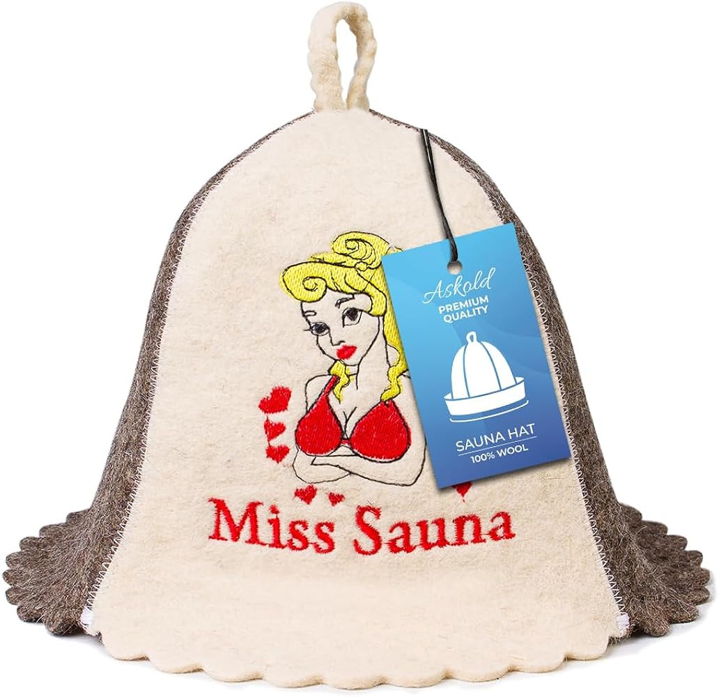 ASKOLD Wool Sauna Cap for Women to Protect Hair - Embroidered Miss Sauna, Finnish Felt Hat, Banya... | Amazon (US)