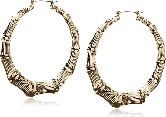 Guess Metal Hoops Women's Bamboo Hoop Earrings, Gold, One Size | Amazon (US)
