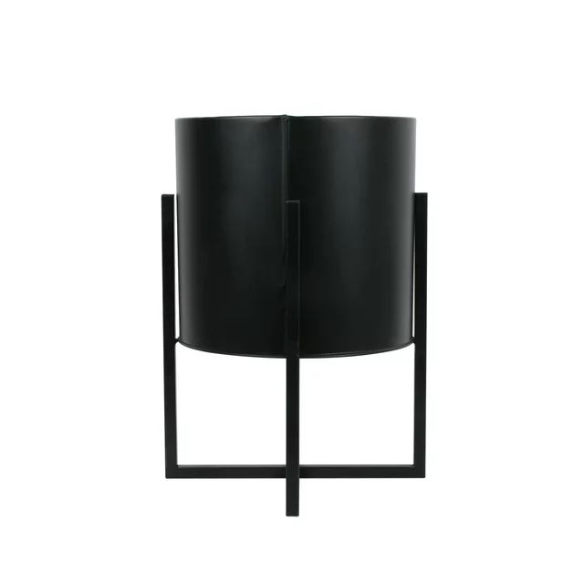Mainstays 11 inch Black Round Metal Planter with Stand, 3lb Weight | Walmart (US)