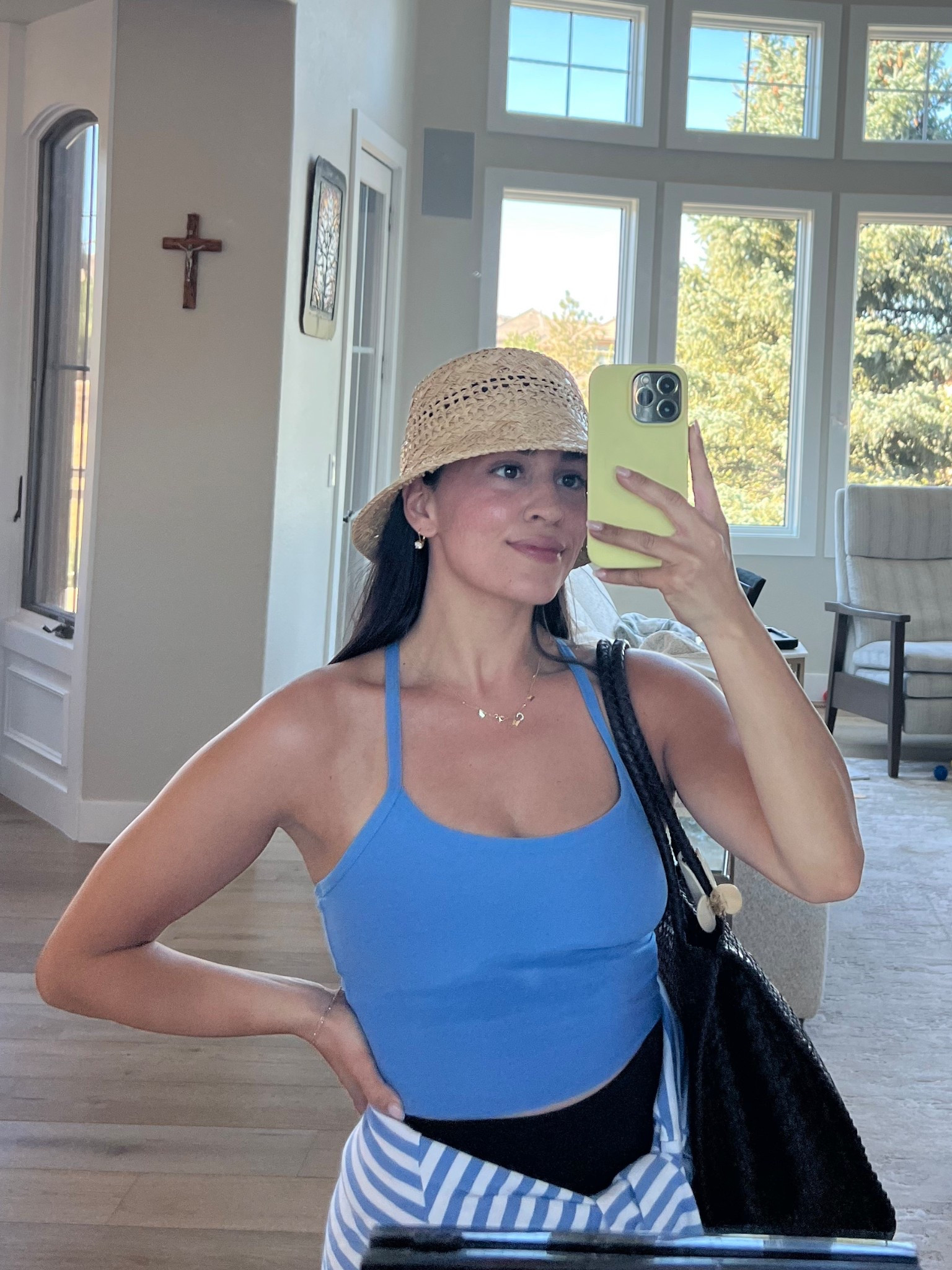 Hat is called Capri Rafia Bucket Hat from a local store in Laguna Beach called abode. You can order on their website! I linked similar hats that I would purchase if I didn’t have this hat! 
