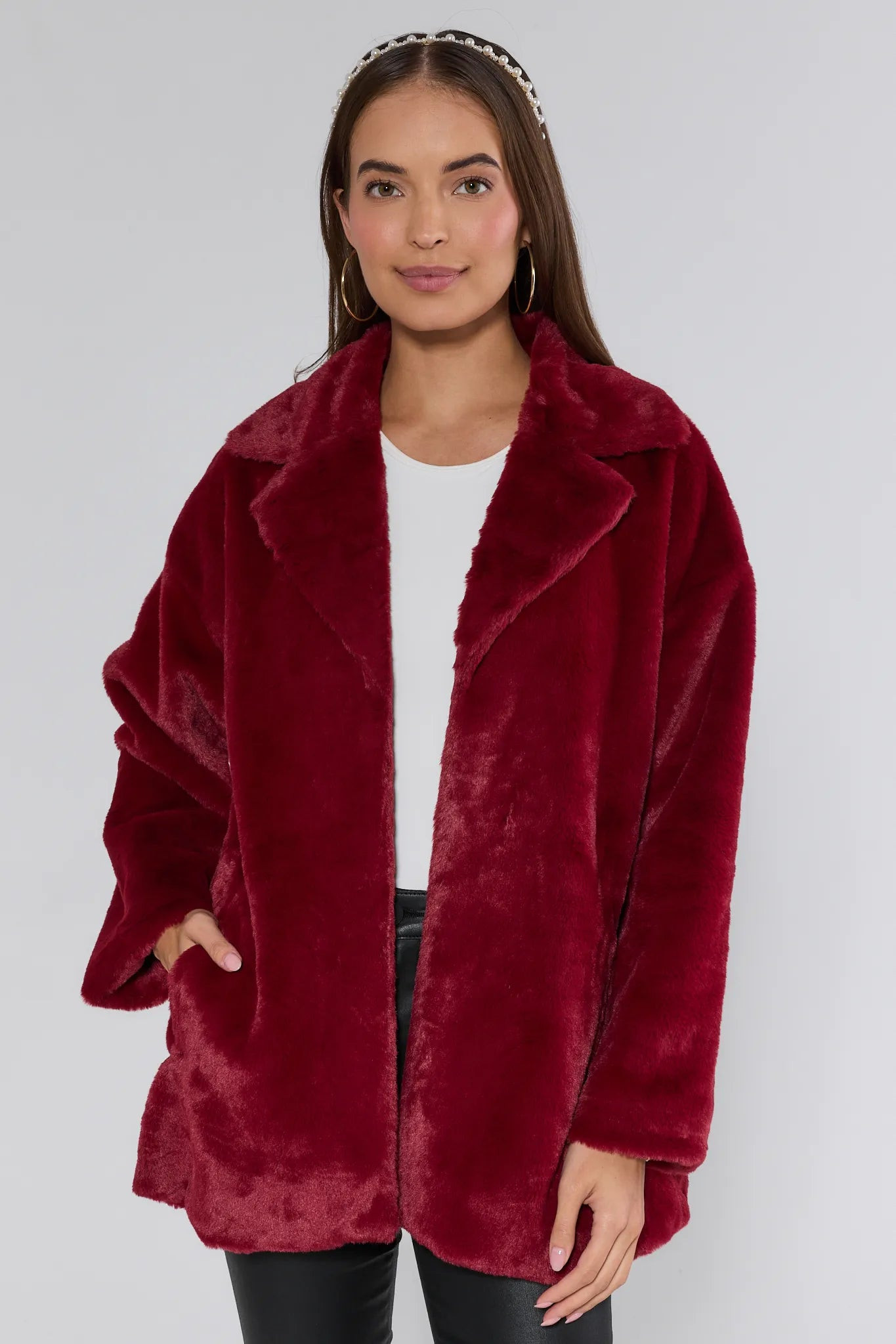Martha Red Faux Fur Coat | Avara