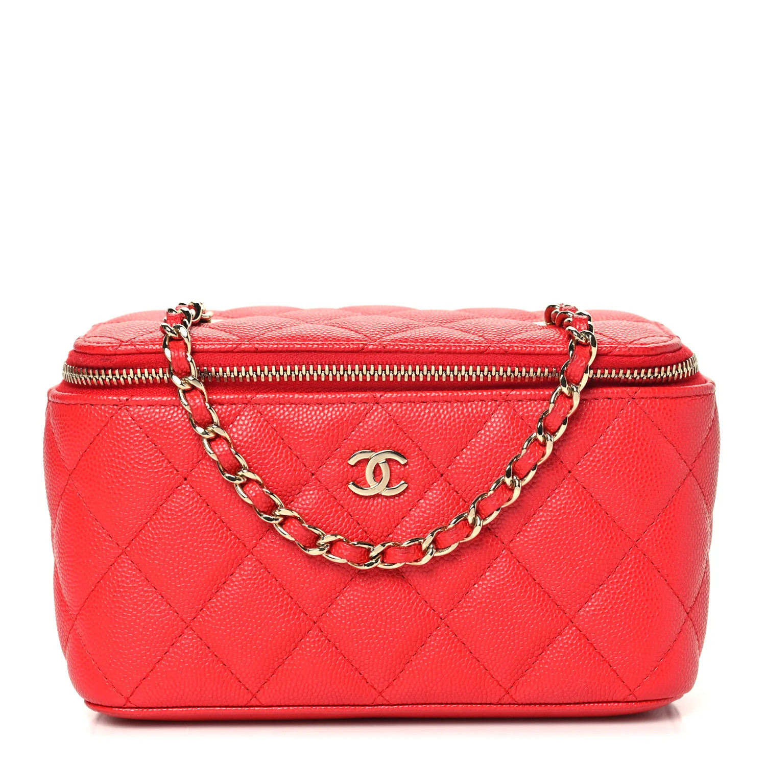 Chanel Caviar Quilted Small Vanity Case With Chain Red 1953715 | FASHIONPHILE (US)