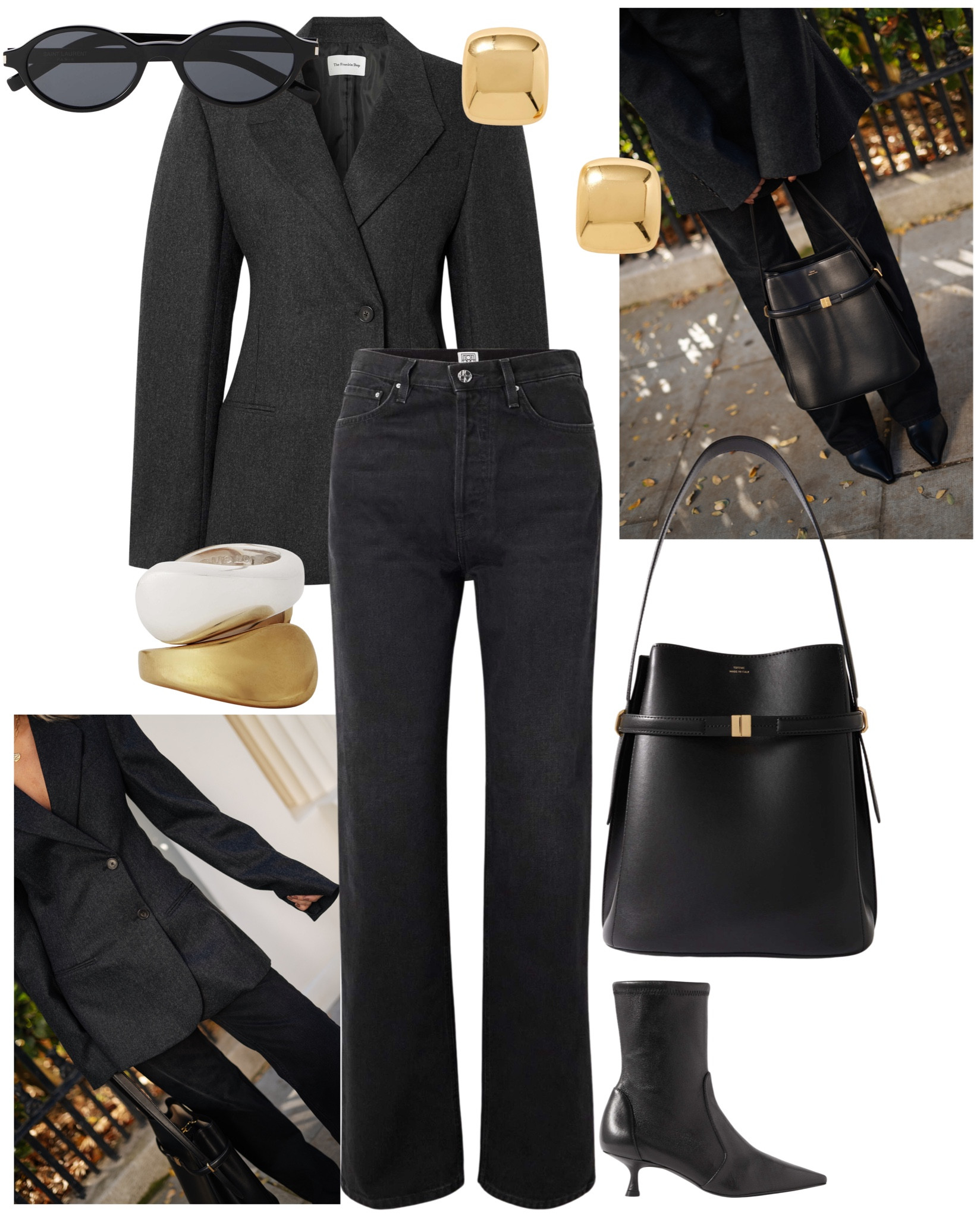 Net-A-Porter Look 1
Edit | collage | jeans | NAP | jewellery | blazer | earrings | sunglasses | boots | winter | autumn | workwear | October | all black | London 

#LTKstyletip #LTKautumn #LTKeurope
