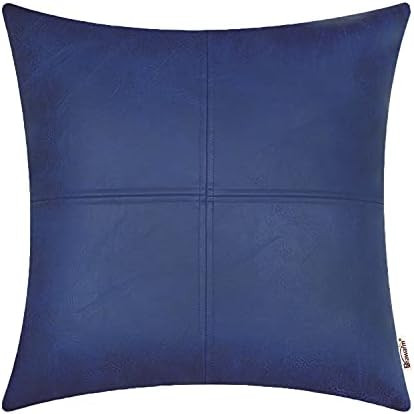 Brawarm Faux Leather Throw Pillow Covers 20 X 20 Inches, Navy Blue Throw Pillow Covers, Decorativ... | Amazon (US)