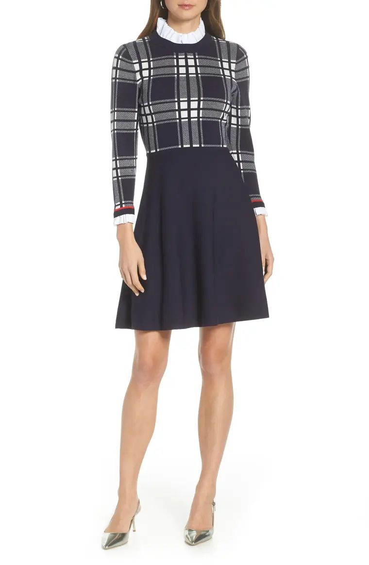 Plaid Bodice Long Sleeve Sweater Dress | Nordstrom