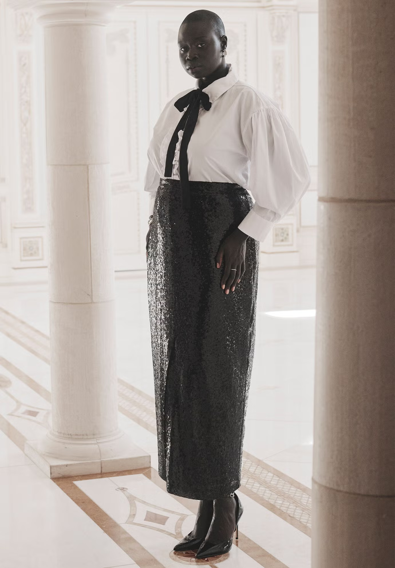 Sequin Shimmer Maxi Skirt With Slit | Eloquii