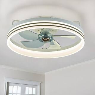 Lidia 19.68 in. Indoor LED White Modern Flush Mount Ceiling Fan with Light, Ceiling Fan for Small Room Bedroom | The Home Depot