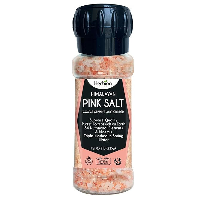 Herbion Naturals Himalayan Pink Salt Grinder Coarse Grain, 100% Pure with 84 Minerals for Seasoni... | Amazon (US)