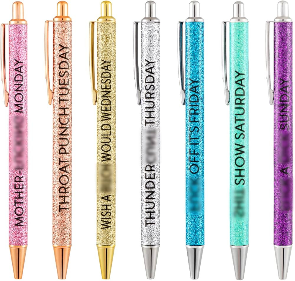 habibee Swear Word Daily Funny Pens 7 Pack, Funny Seven Days of The Week Retractable Pens, Descri... | Amazon (US)