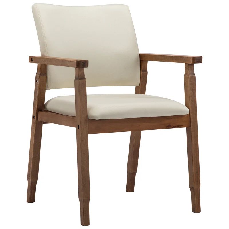 Mid-century Fabric Upholstered Arm Chair, Dining Chair, Beige, Set Of 1 | Wayfair North America