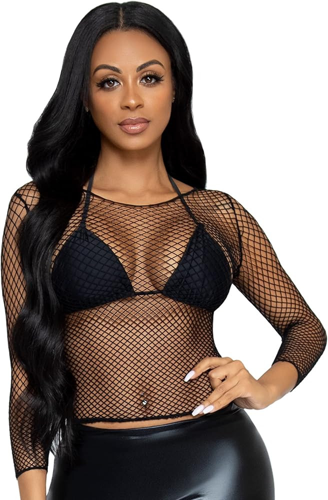 Leg Avenue Women's Long Sleeved Industrial Fishnet Shirt | Amazon (US)