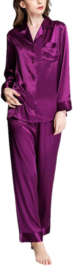 Womens Silk Satin Pajamas Set Pajama Pyjamas Set Sleepwear Loungewear All Seasons | Amazon (US)