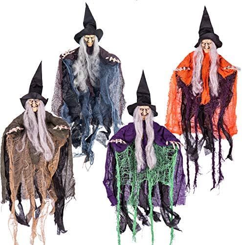 19.6” Halloween Hanging Wicked Witch in multi-color (4 Packs) Halloween Hanging Witch Prop Deco... | Amazon (US)