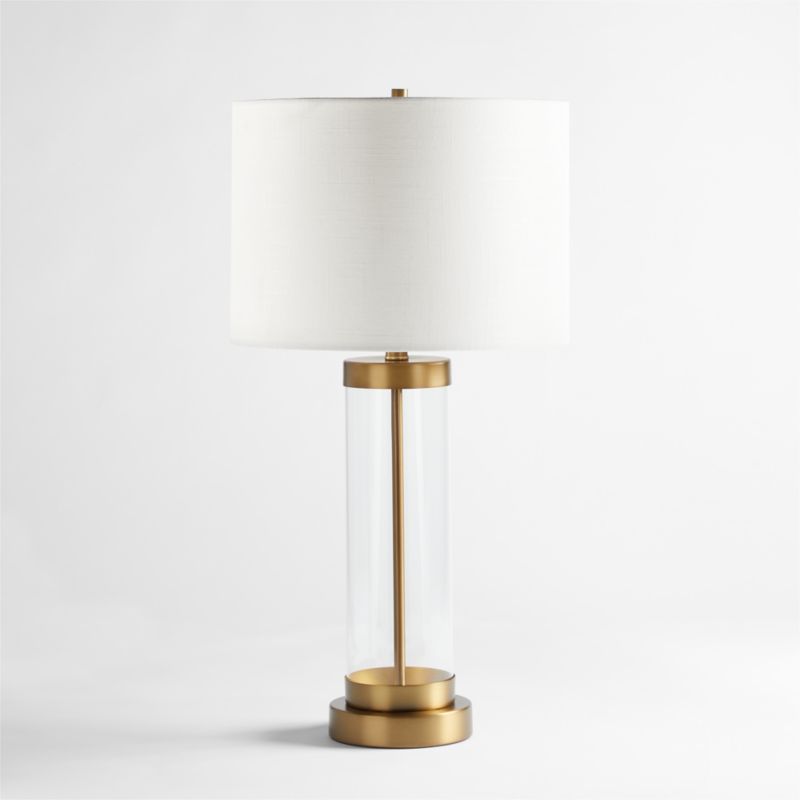 Promenade Small Brass Table Lamp with USB Port + Reviews | Crate & Barrel | Crate & Barrel