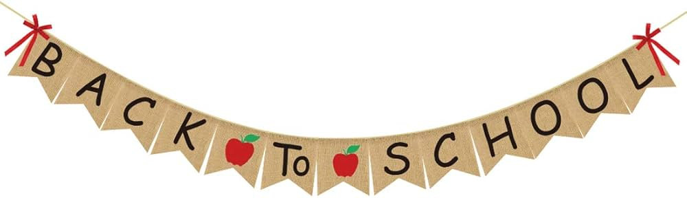 Back To School Banner Burlap - Back to School Party Decorations Supplies - First Day of School Ba... | Amazon (US)