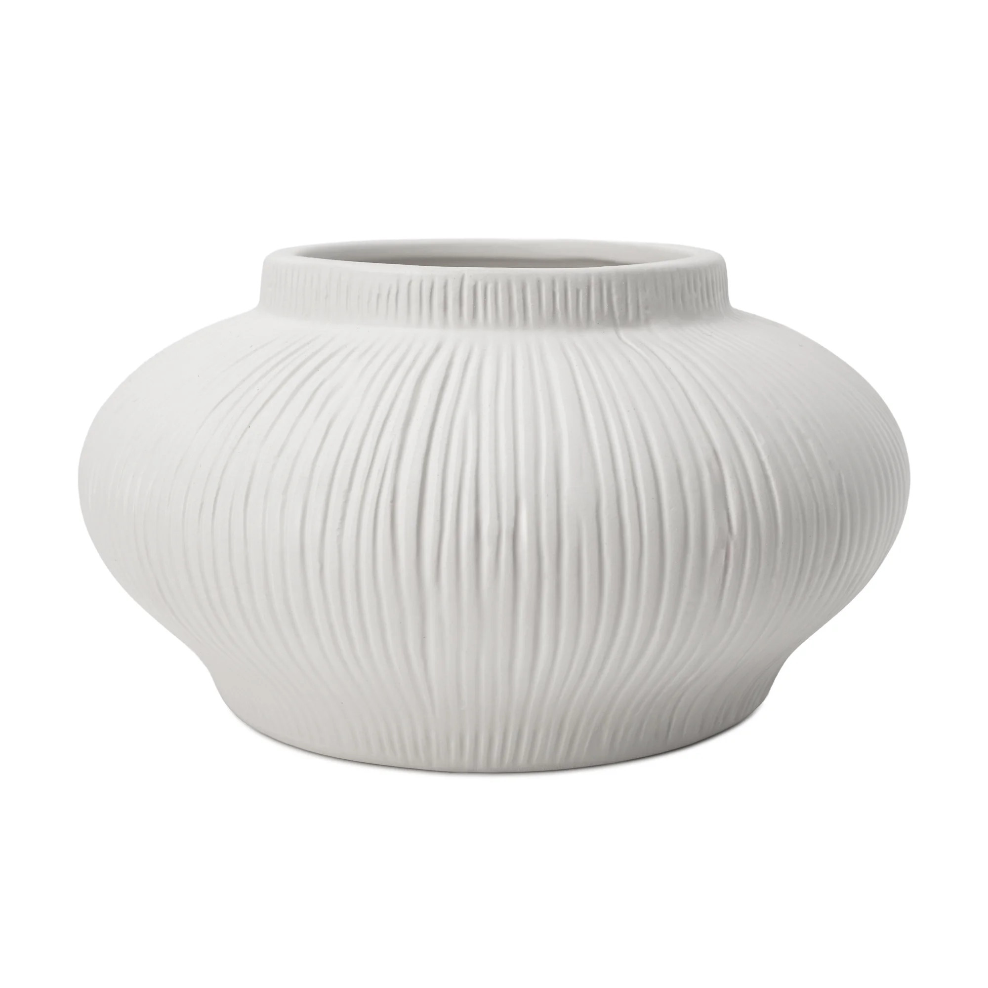 Better Homes & Gardens Soft Curve White Ribbed Ceramic Decorative Vase, 4" | Walmart (US)